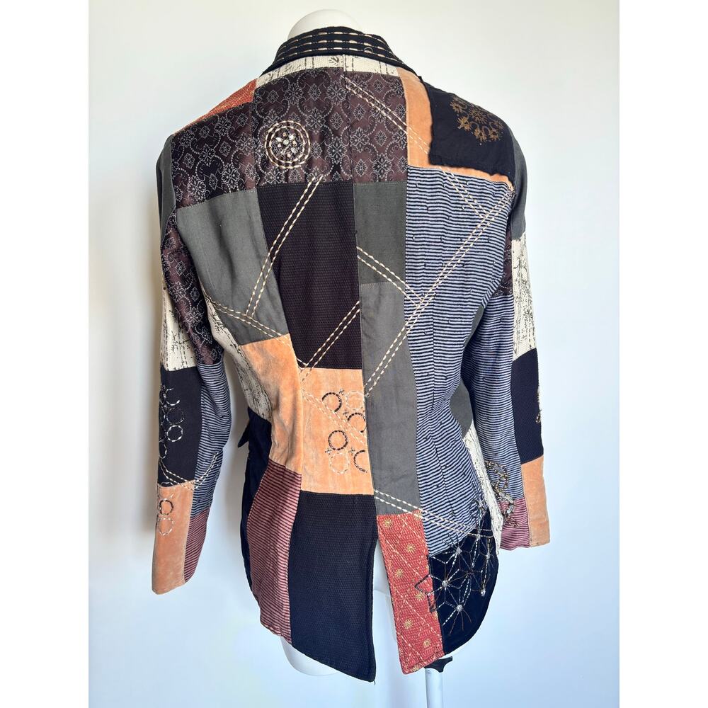 Indigo Moon Patchwork Mixed Media Blazer Size M H… - image 6